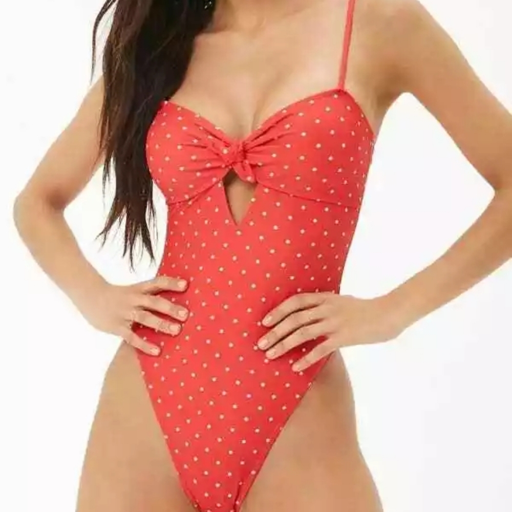 NWT Red White Polka Dot one piece swimsuit